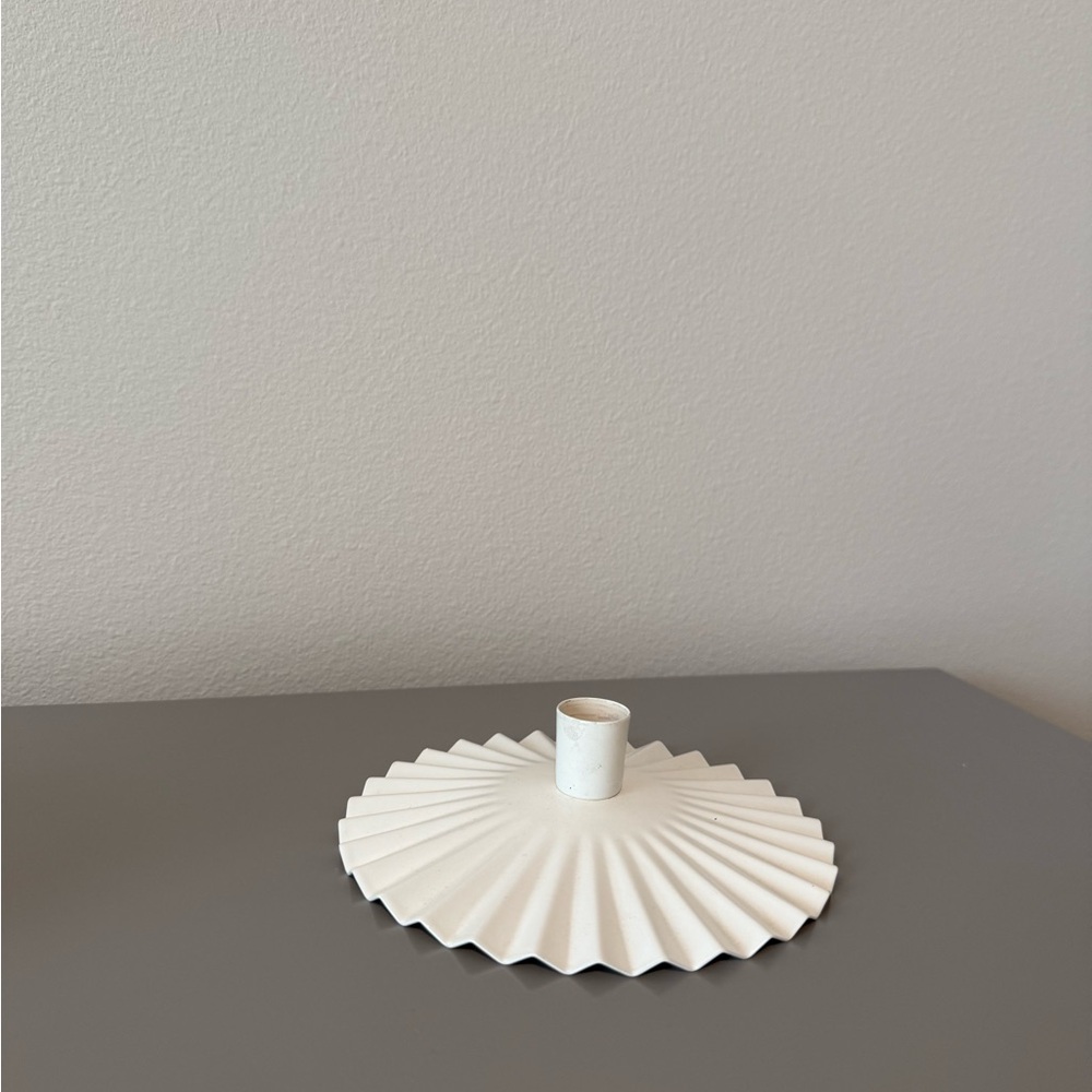 White Fluted Candle Stick Holder